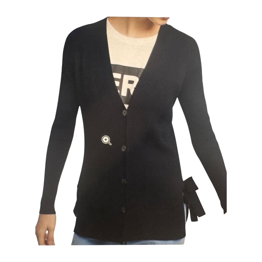 Anthropologie Moth Women’s Size S Anna Tie Side Ribbed Cardigan Sweater Black